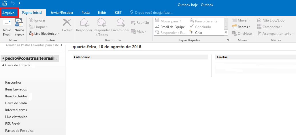 Passo 01 - Configuração de E-mail Outlook 2016